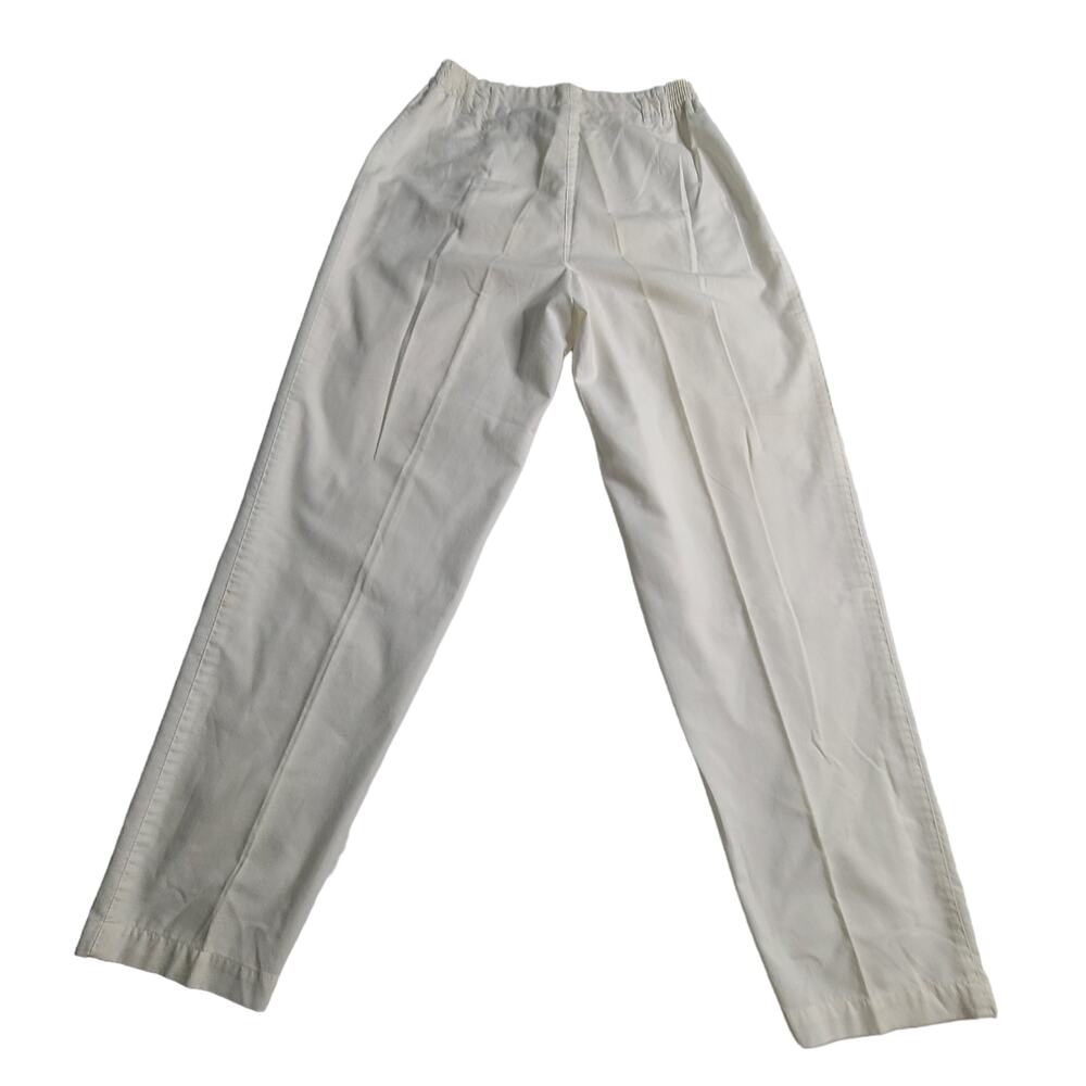Vintage White Tapered Leg Pleated Carrot Pant Elastic HIgh Waist Women's 6 2207
